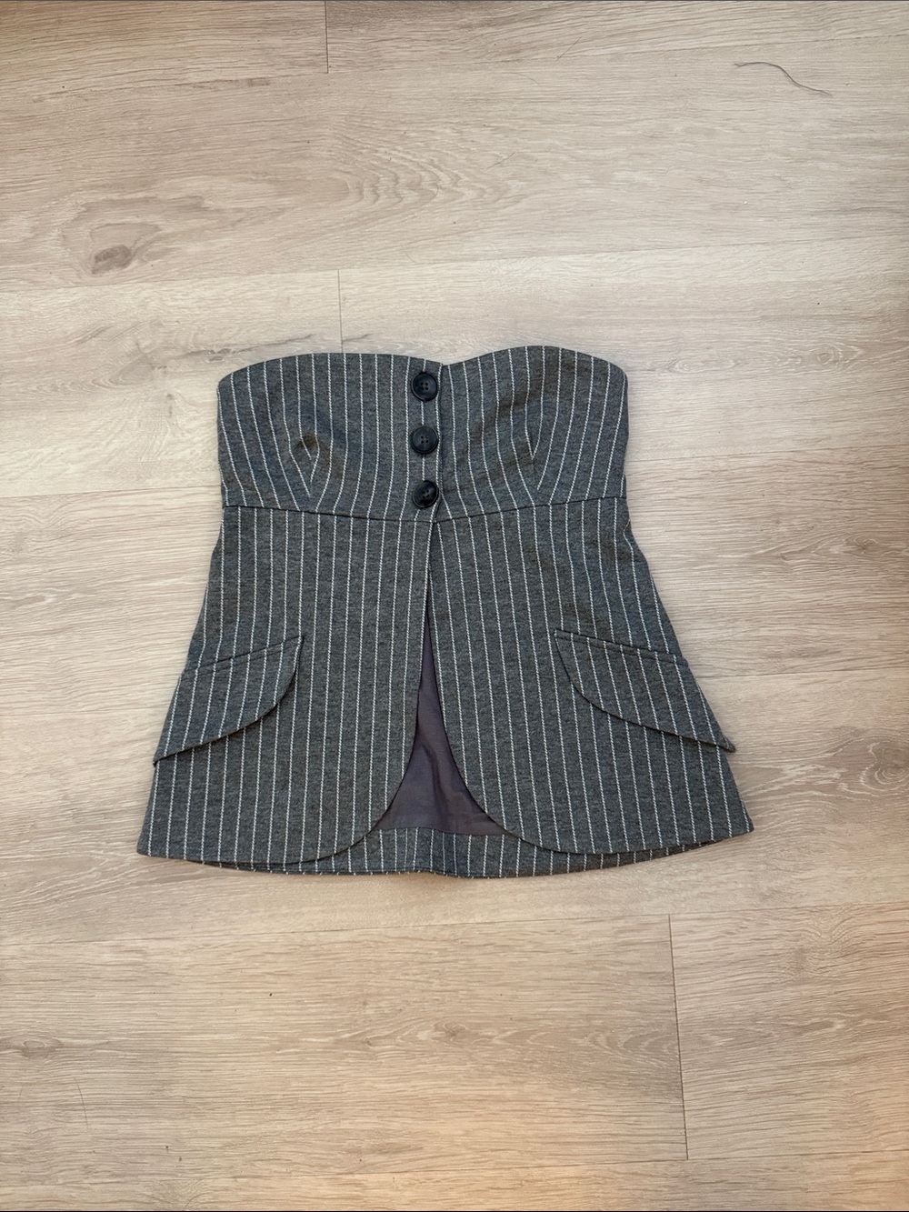 Like new Anthropologie Strapless Pinstripe Bustier Grey Top XXS